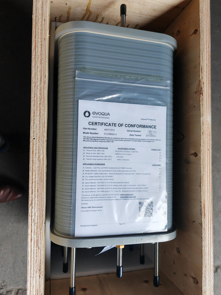 Ionpure IP-LXM30Z-5 CEDI Module with 3.3–5.11 m³/h Design Flow Rate